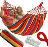 DUŻY HAMAK OGRODOWY NA STELAŻU 2-OSOBOWY WISZĄCY BUJAK HUŚTAWKA + POKR