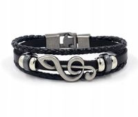 Bransoletka Skórzana Klucz Wiolinowy Muzyk Nutki Orkiestra Muzyczna Prezent