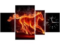 70CM 120CM OBRAZ 4 ELEM OGNISTY KOŃ ŚCIENNY