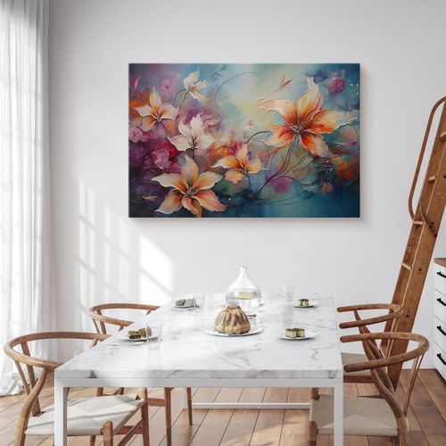 Obraz Na Płótnie Malowane Dzikie Kwiaty Abstrakcja Do Sypialni 100cm x 70cm na Arena.pl