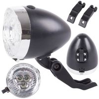 Oświetlenie rowerowe przednie lampka na rower 3 led baterie retro chrom