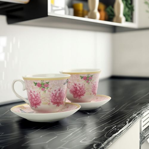 KPL FILIŻANEK PORCELANOWYCH ZE SPODKAMI 2 SZT NA KAWĘ HERBATĘ 250 ML na Arena.pl