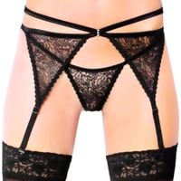 Czarny pas do pończoch i stringi SoftLine 3318 S/M