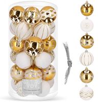 Bańki choinkowe 30 szt. bombki świąteczne zestaw biało0złoty