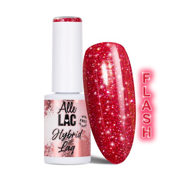 Lakier hybrydowy LED/UV Gel Polish Reds Flash Glitter Raspberry AlleLac 6g zdjęcie 1