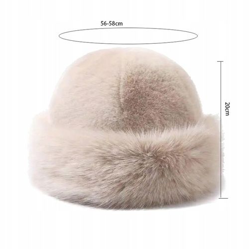 Czapka Damska Ciepła Futrzana Futerkowa Beżowa w kolorze Beżu Zimowa na Arena.pl