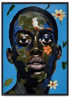 Plakat portret twarz nowoczesna kwiaty 61x91 cm w czarnej ramie