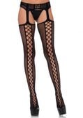 lace up backseam stockings black