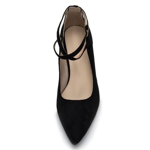 Eleganckie Czółenka Damskie na Obcasie z Paskiem Czarne Rozmiar 39 Skóra na Arena.pl