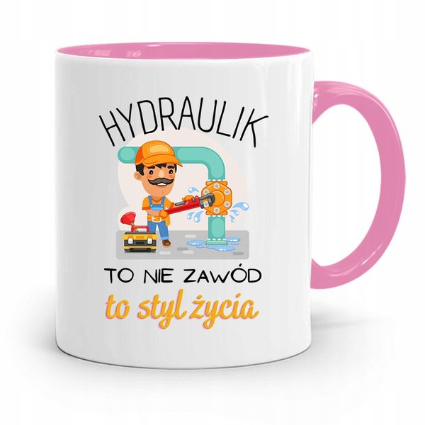 Kubek Różowy Prezent Dla Hydraulika To Styl Życia Z Nadrukiem Ze Zdjęciem zdjęcie 1