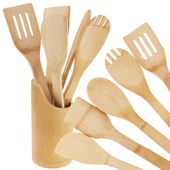 Zestaw Akcesoriów Przyborów Kuchennych Łyżki Łopatki W Stojaku 6Szt