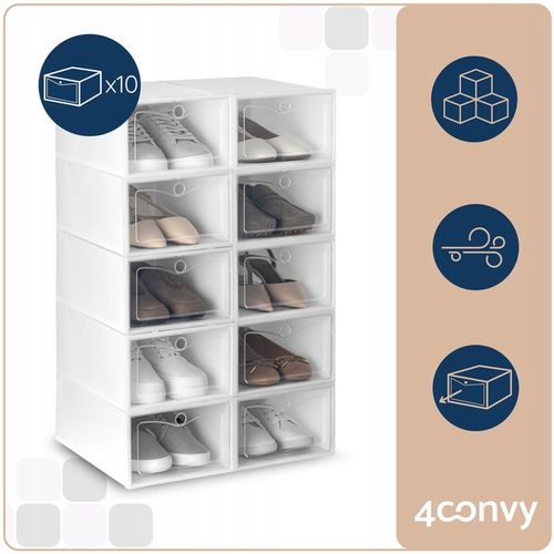 10x PUDEŁKA NA BUTY POJEMNIK ORGANIZER DO BUTÓW Z KLAPĄ MODUŁOWE DO SZAFY na Arena.pl