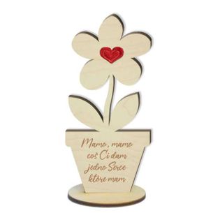 Dekoracja drewniana 3D "Kwiatek z serduszkiem na Dzień Matki", 14 cm