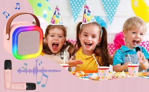 URZĄDZENIE ZESTAW DO KARAOKE, 2 MIKROFONY, GŁOŚNIK BLUETOOTH Z 3 TRYBY LED na Arena.pl