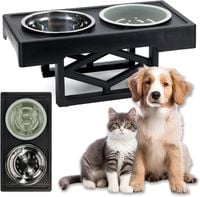 Zestaw 2 Misek dla Psa na Stojaku Regulowana Wysokość 20 30cm Spowalniająca