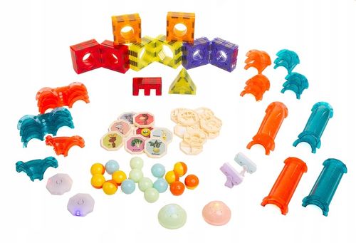 KLOCKI MAGNETYCZNE KONSTRUKCYJNE DLA DZIECI 110EL ŚWIECĄCE TOR KULKOWY XXL na Arena.pl