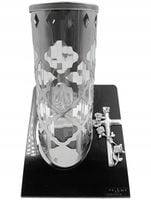 Znicz Lampion Piękny Srebrny Metalowy 23cm Srebrny Krzyżyk