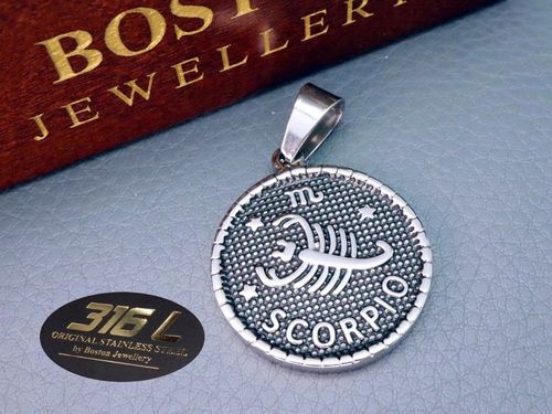 SREBRNY MEDALIK MEDALION ZNAK ZODIAKU SKORPION PRAWDZIWA STAL CHIRURGICZNA na Arena.pl
