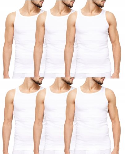 PODKOSZULKA KOSZULKA MĘSKA 100 % BAWEŁNA PRĄŻKOWANA BIAŁA ZESTAW 6-SZT 2XL na Arena.pl