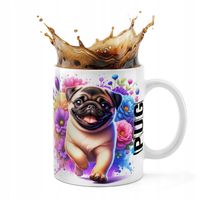 KUBEK CERAMICZNY 330ML DRUK - PIES PSY PIESEK RASA MOPS PUG