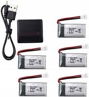 Zestaw 5w1: Ładowarka + 5x Baterie Litowe 3.7V 380mAh do Hubsan X4
