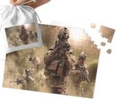 PUZZLE - WOJSKO CZOŁGI MILITARIA WZORY DLA CHŁOPCA 120el + WORECZEK