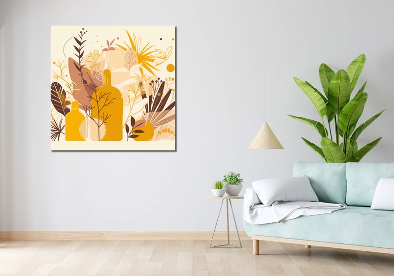 Obraz 100x100cm Złote Rośliny zdjęcie 2