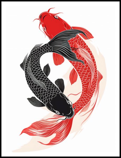 Plakat 75x100cm Yin i Yang Koi zdjęcie 3