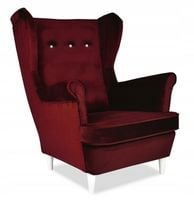 Fotel Uszak ciemny czerwony KOLOR WINA do czytani