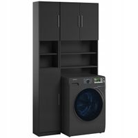 Zestaw Łazienkowy Słupek Regał Nad Pralkę Ariel Melody Czarny Mat