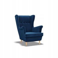 Fotel USZAK GRANATOWY NIEBIESKI w Stylu Skandynawskim Elegancki Wygodny