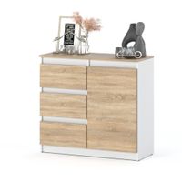 Komoda 3 Szuflady Szafka Agnes Do Salonu Sypialni Nowoczesna Biała Sonoma