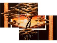 60 90CM OBRAZ 3 ELEM ZŁOTO AFRYKI ŚCIENNY DRUK PŁÓTNO