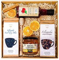 KOSZ PREZENTOWY PREZENT MIÓD UPOMINEK SYROP MALINOWY HERBATA