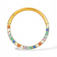 PIERCING Kolczyk Clicker Kółko Kryształki Złoty Septum Daith TYTAN 1,0/10