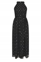 YOURS LONDON Curve Czarna metaliczna sukienka maxi z nadrukiem w kropki R52