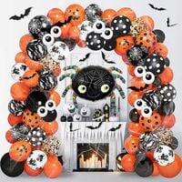 Balony na HALLOWEEN 86 szt. Zestaw Balonów Dekoracja Czarne Pomarańczowe