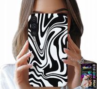 ETUI DO SAMSUNG GALAXY A70 - CZARNO BIAŁA ABSTRAKCJA + SZKŁO HART