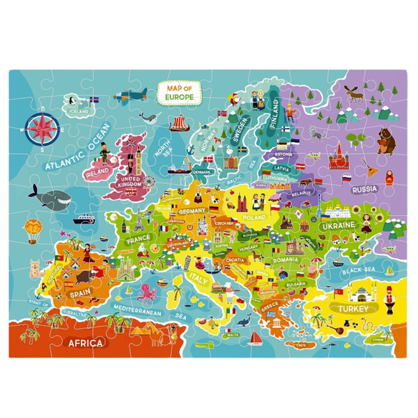Puzzle Dodo Toys Puzzle Mapa Europy 100 Elementów Puzzle Dla Dzieci 300124 zdjęcie 2