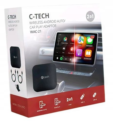Bezprzewodowy adapter bluetooth C-Tech WAC-21 Android Auto Car Play na Arena.pl