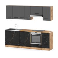 Meble Kuchenne Z Blatem Mały Mokka Plus 2.4m Wotan Szara Mat San Sebastian