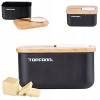 MASELNICZKA CZARNA POJEMNIK NA MASŁO MASELNICA Z POKRYWKĄ I NOŻYKIEM STAL