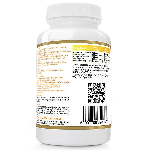 Magnez + Potas cytrynian + P-5-P B6 - Forte 120kap zdjęcie 4