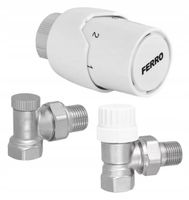FERRO ZESTAW TERMOSTATYCZNY KĄTOWY ZTM21 GŁOWICA + ZAWÓR TERMOSTATYCZNY + P