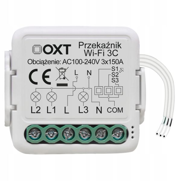 OXT Mini Przekaźnik 3 Obwodowy WiFi TUYA 3x3,3A zdjęcie 1