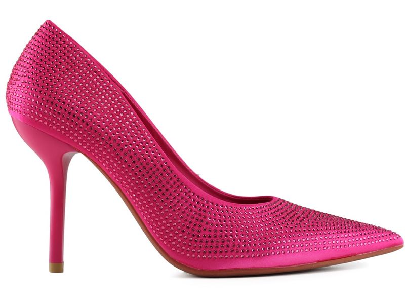 Różowe szpilki damskie zdobione cyrkoniami 37 zdjęcie 2