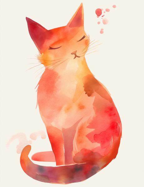 Plakat 50x65cm Akwarelowy Kot zdjęcie 1