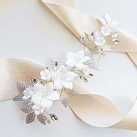 OZDOBNA spinka na włosy do fal hollywood z kwiatami cyrkoniami srebrna