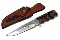 Nóż myśliwski BOWIE bushcraft ręcznie wykonany stal D2 drewno skórzane etui