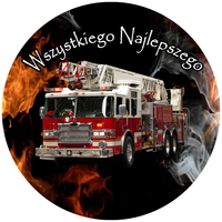 Opłatek na tort Urodziny Strażak Wóz Strażacki Strażak Postać Bohater